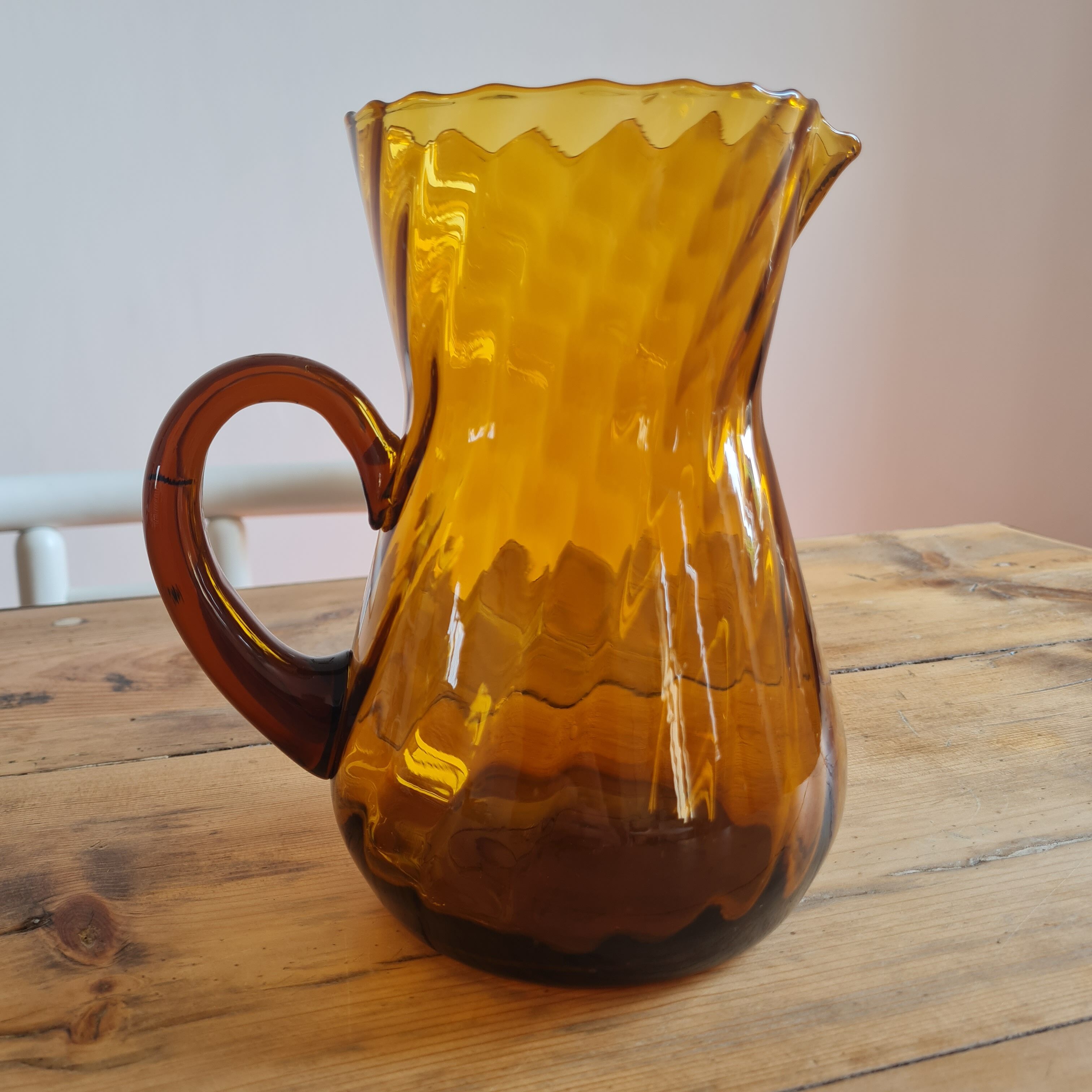 Amber blown glass decanter