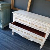 Louis XV style royal chest of drawers patinated