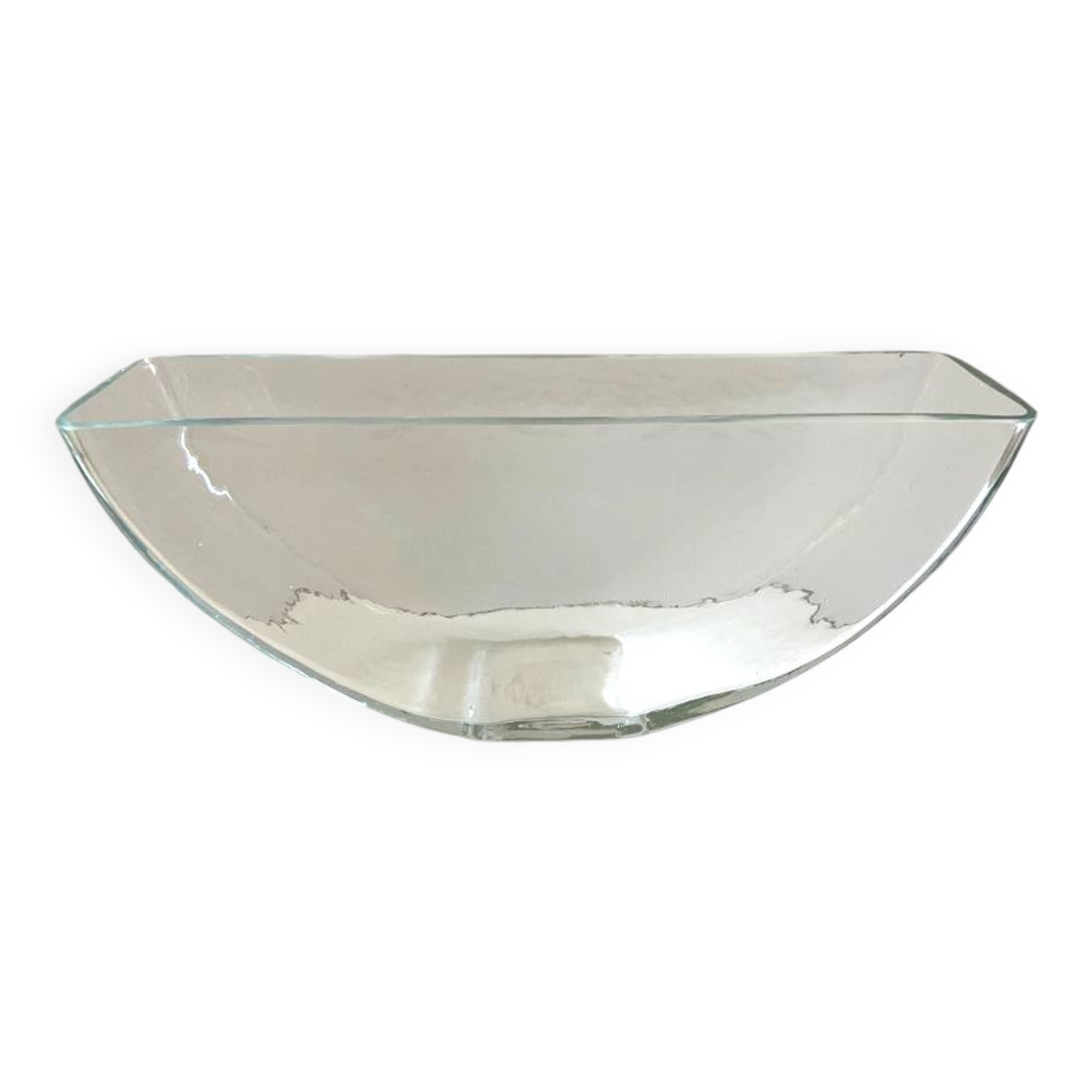 Vase Container Tealight Holder Thick Glass Hammered Half Moon Design