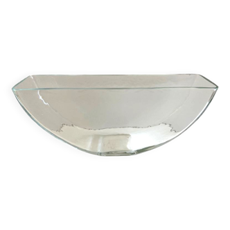 Vase Container Tealight Holder Thick Glass Hammered Half Moon Design