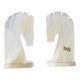 Paire de serre-livres vintage en onyx blanc – Têtes de cheval
