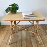 Table basse en rotin et bambou années 60