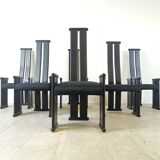 Post modern high back dining chairs, set of 6, 1970s
