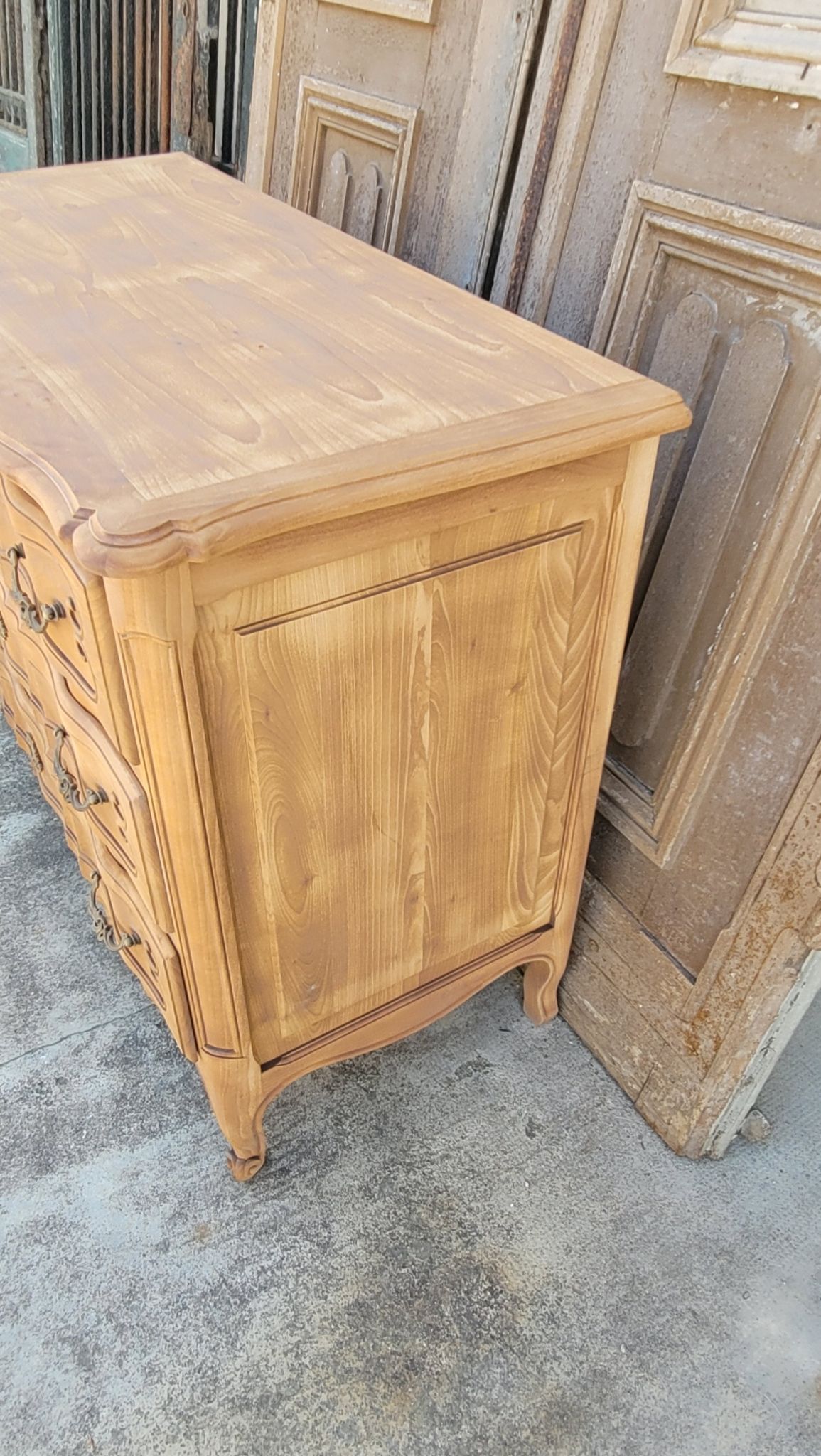 Louis xv style chest of drawers in pickled cherry