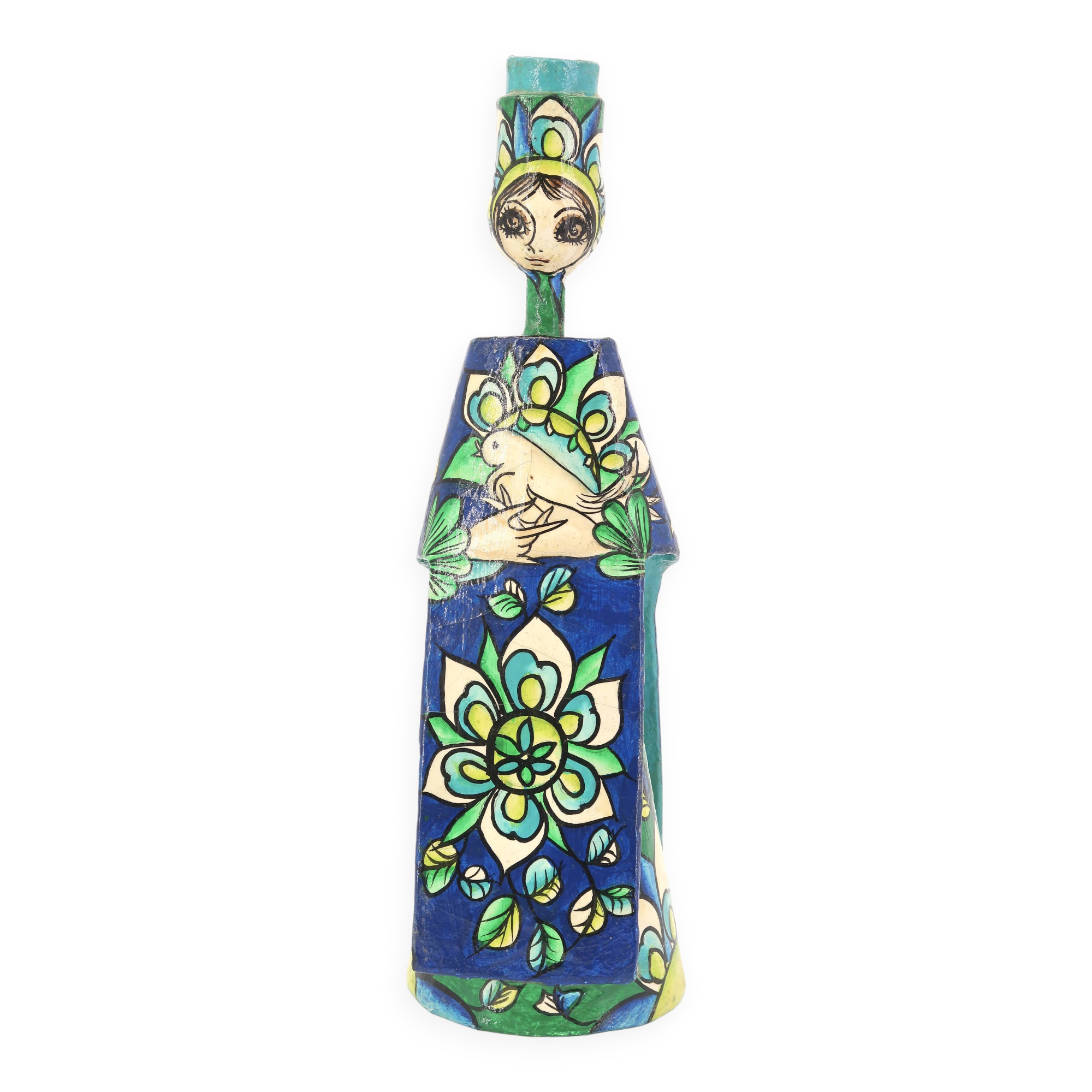 Mexican papier-mâché candle holder by Abelardo Ruiz, 1970s