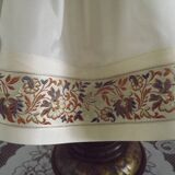 Vintage French Country Style Lamp Turned Wood Base & Layered Fabric Shade