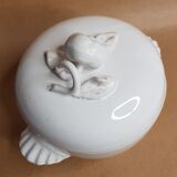 White enamelled ceramic candy box