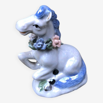 1972 jument en porcelaine 11cm peint main style nacré passion cheval collection déco Vintage ancien