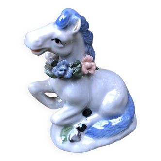 1972 jument en porcelaine 11cm peint main style nacré passion cheval collection déco Vintage ancien