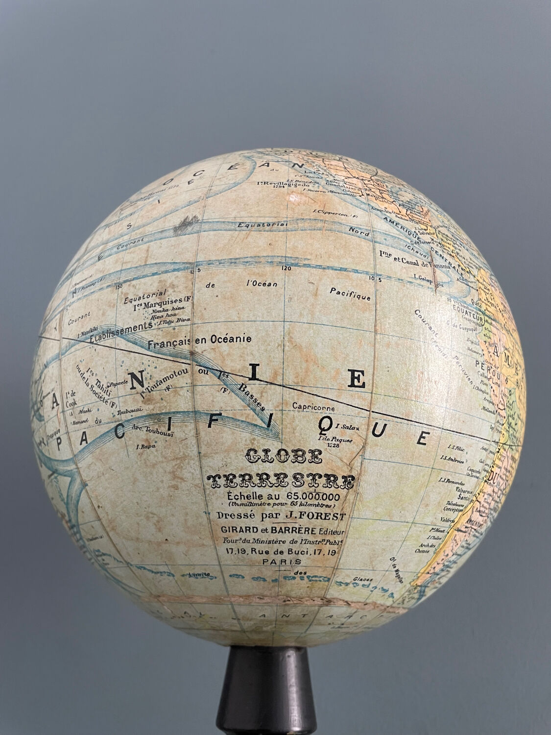 Terrestrial globe world map geographer Forest XIXth