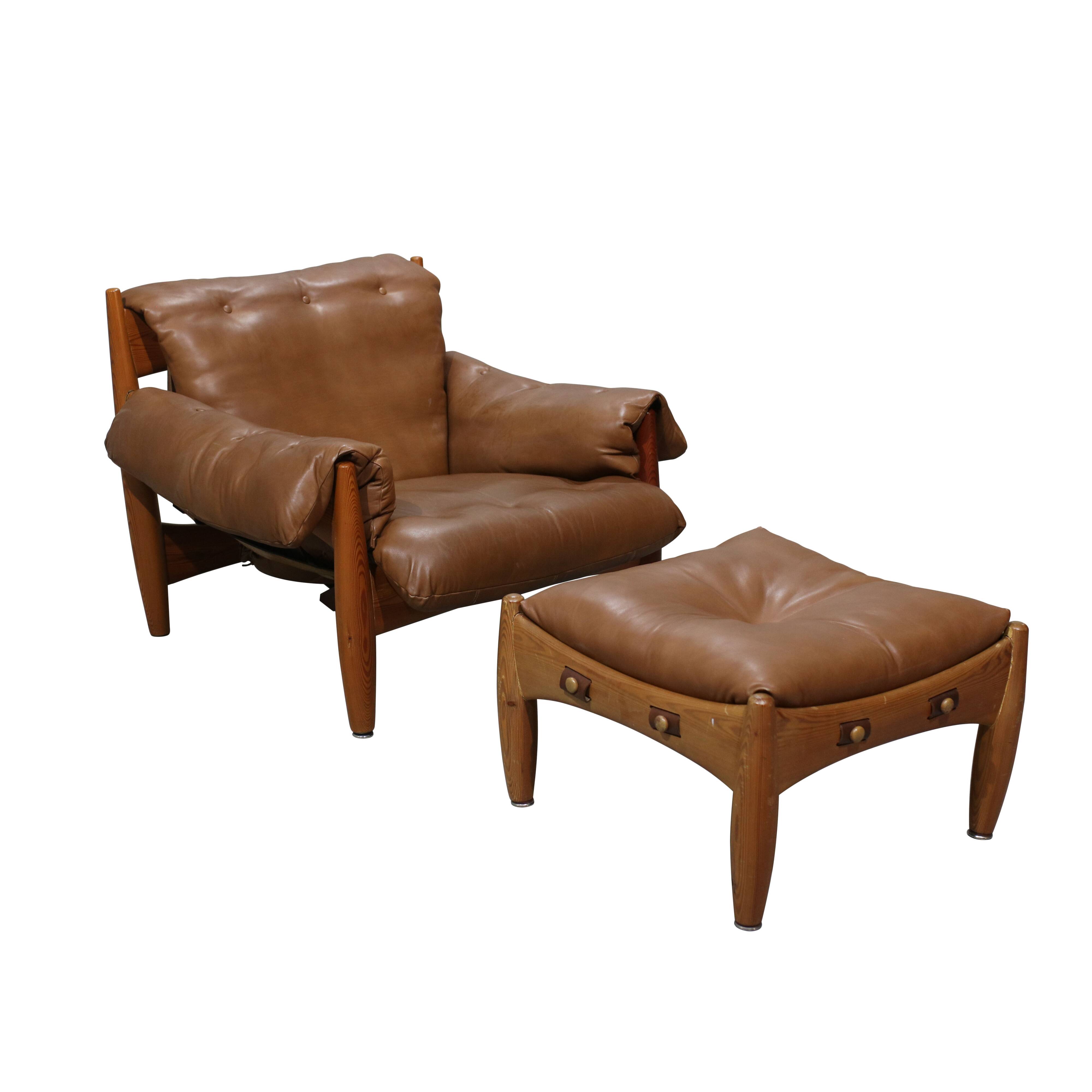 Sheriff Lounge Chair with Ottoman by Sergio Rodrigues for ISA