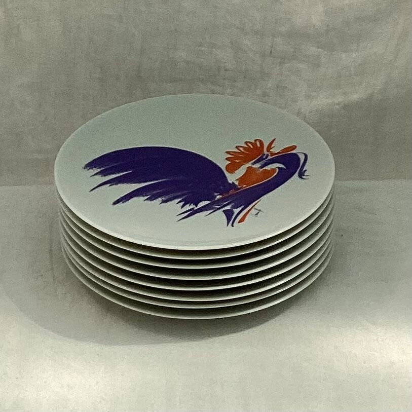 Set of eight limoges porcelain dessert plates Annie Grenade
