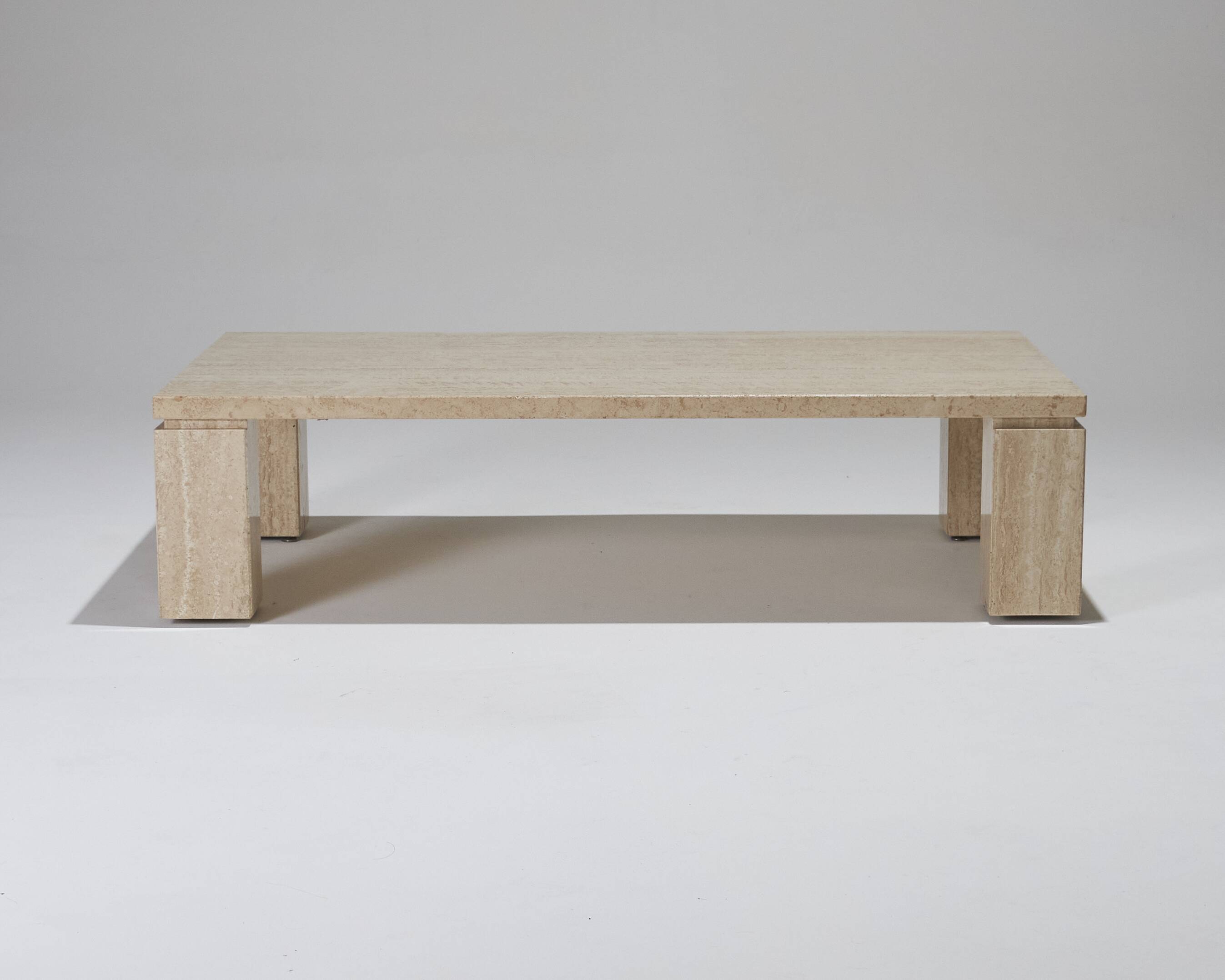 Rectangular travertine coffee table, 1970s