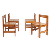 Minimalist vintage pine dining chairs with visible joints,The Netherlands,