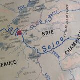 Vintage school map mdi FRANCE Normandy Paris Basin