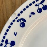 Vintage dessert plates with blue cherry pattern