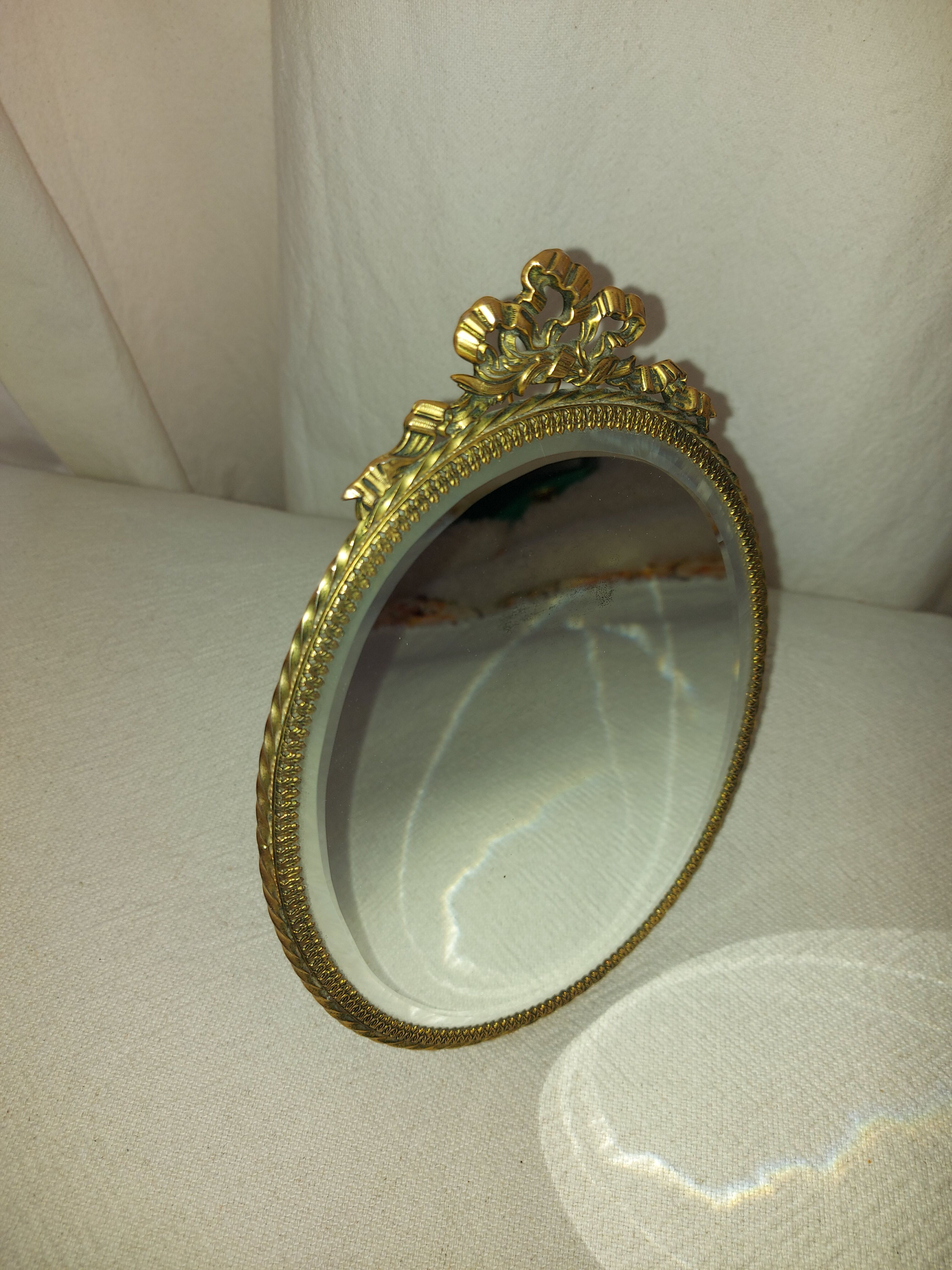 Miroir biseauté en laiton doré vintage -17x23cm
