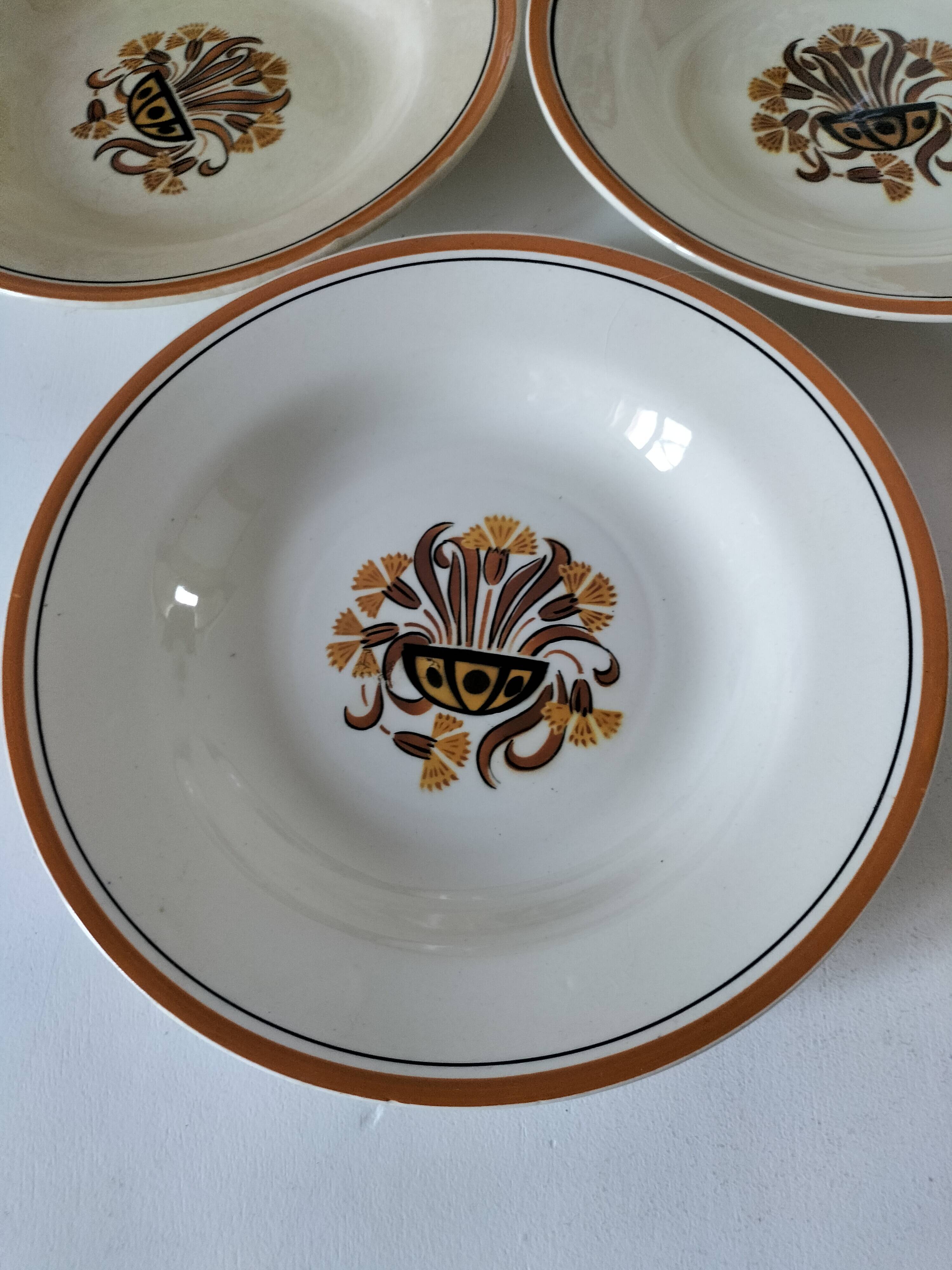 Set of 5 soup plates – Creil & Montereau – Œillet model