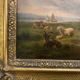 Paire d’huiles sur panneau scènes champêtres Balthazar Paul Ommeganck