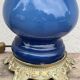 Lampe balustre porcelaine bleu et bronze
