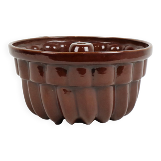 Vintage pudding mold west germany brown pottery turban scheurich 950-25