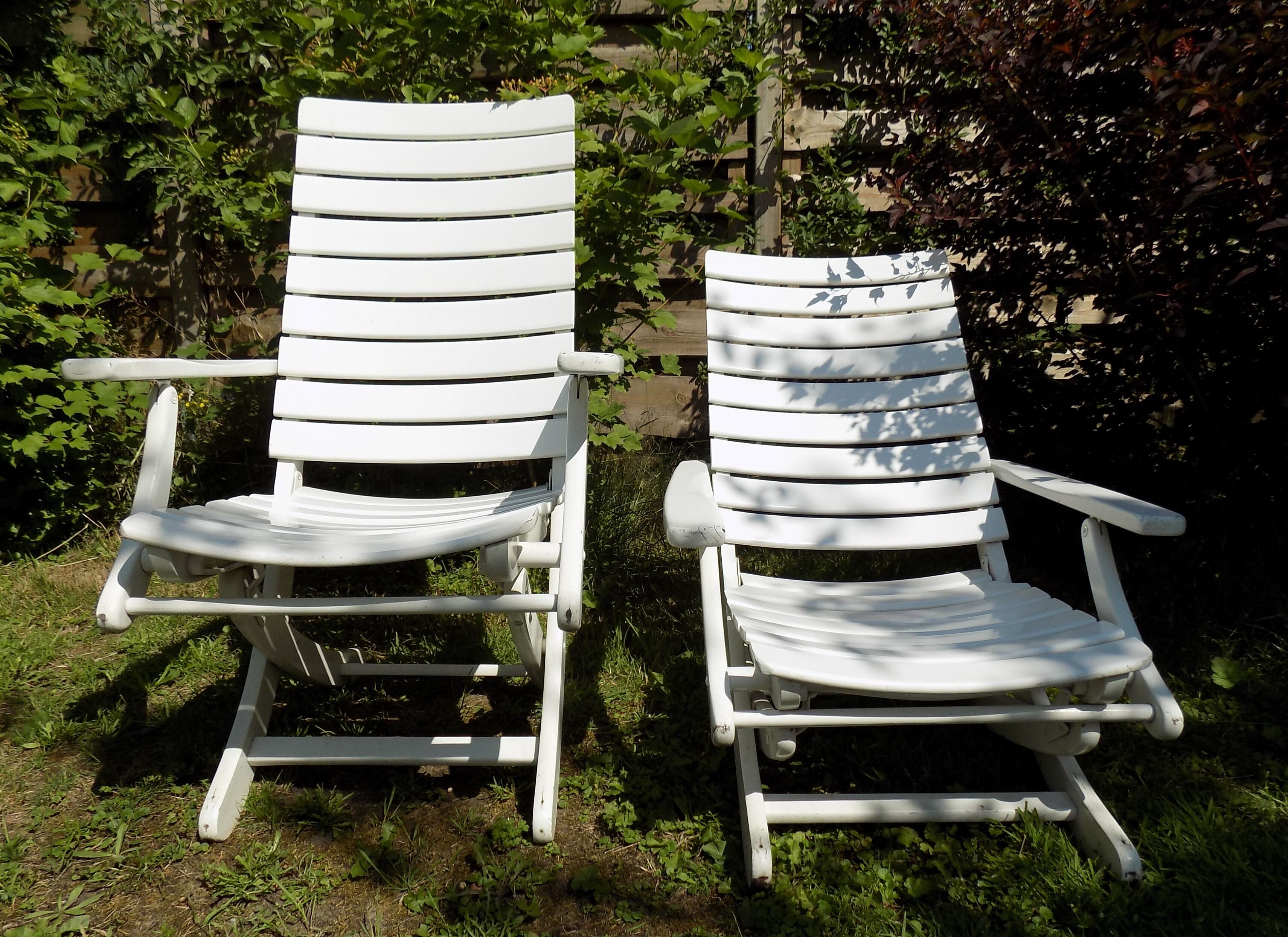 Chaises de jardin en bois années 80 Herlag