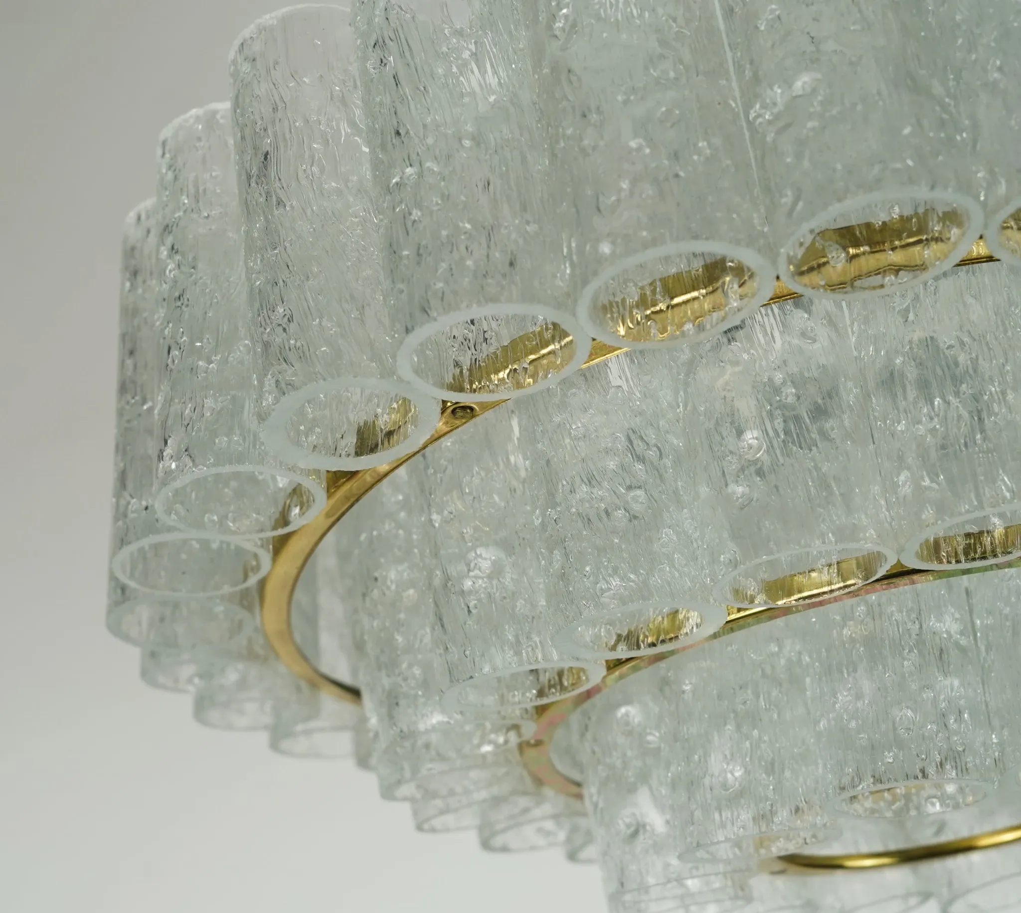 1960s vintage mid century doria ice glass CHANDELIER with 63 glass tubes