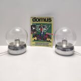 Pair of Vintage Glass and Metal Table Lamps "Vieste" by GPA Monti for Candle