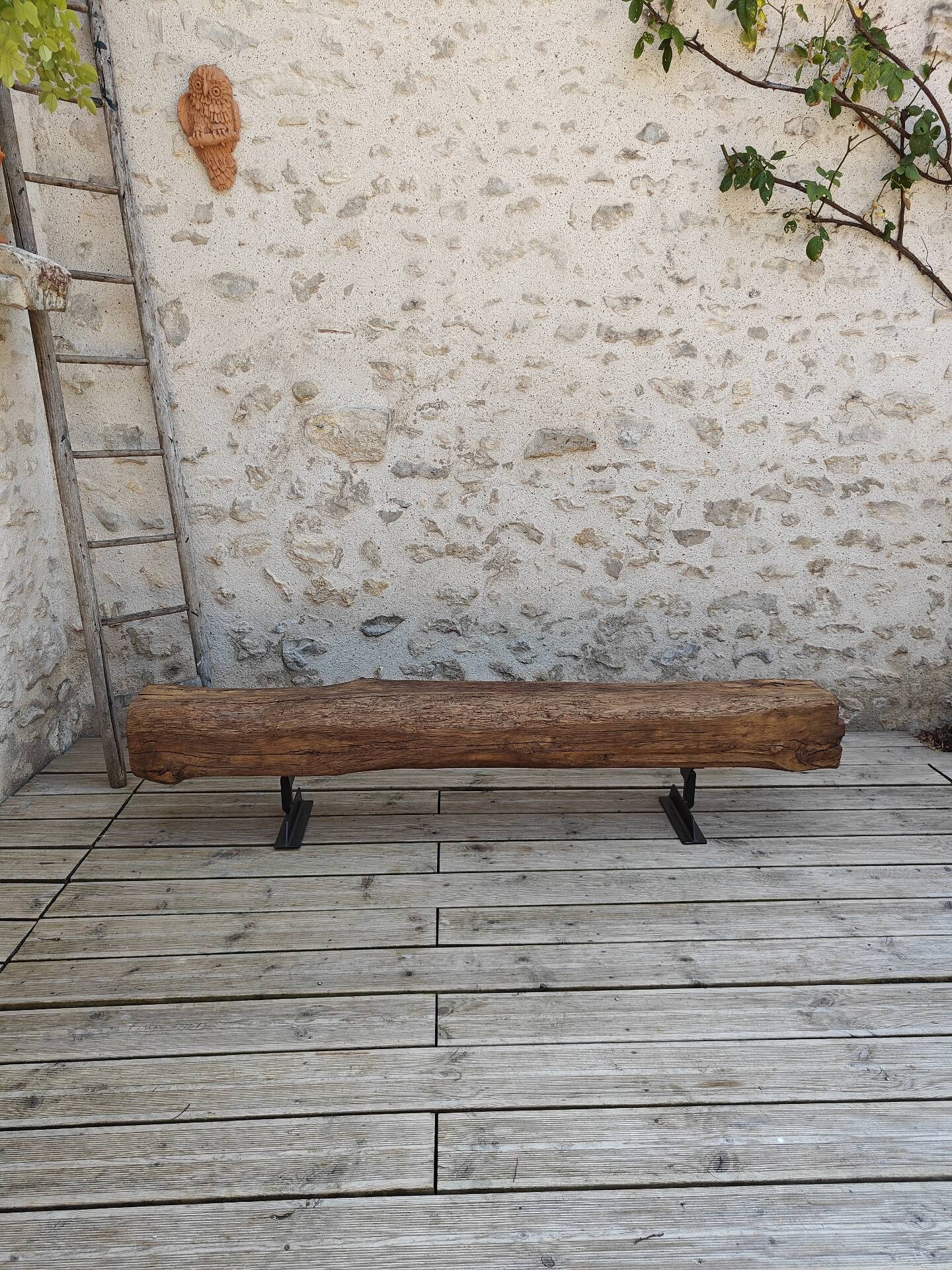 Brutalist oak bench