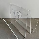 Vintage plexiglass magazine holder, 1970s