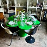 Tomotom table in wood and green metal by Bernard Holdaway, 1960