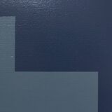 Design wooden coffee table with blue and grey patterns on pins feet