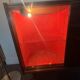 Large vintage bar cabinet from the 50s/60s – illuminated, sliding doors, on wheels.