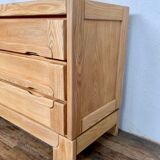 Commode vintage moderniste en orme massif 3 tiroirs