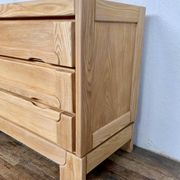 Commode vintage moderniste en orme massif 3 tiroirs