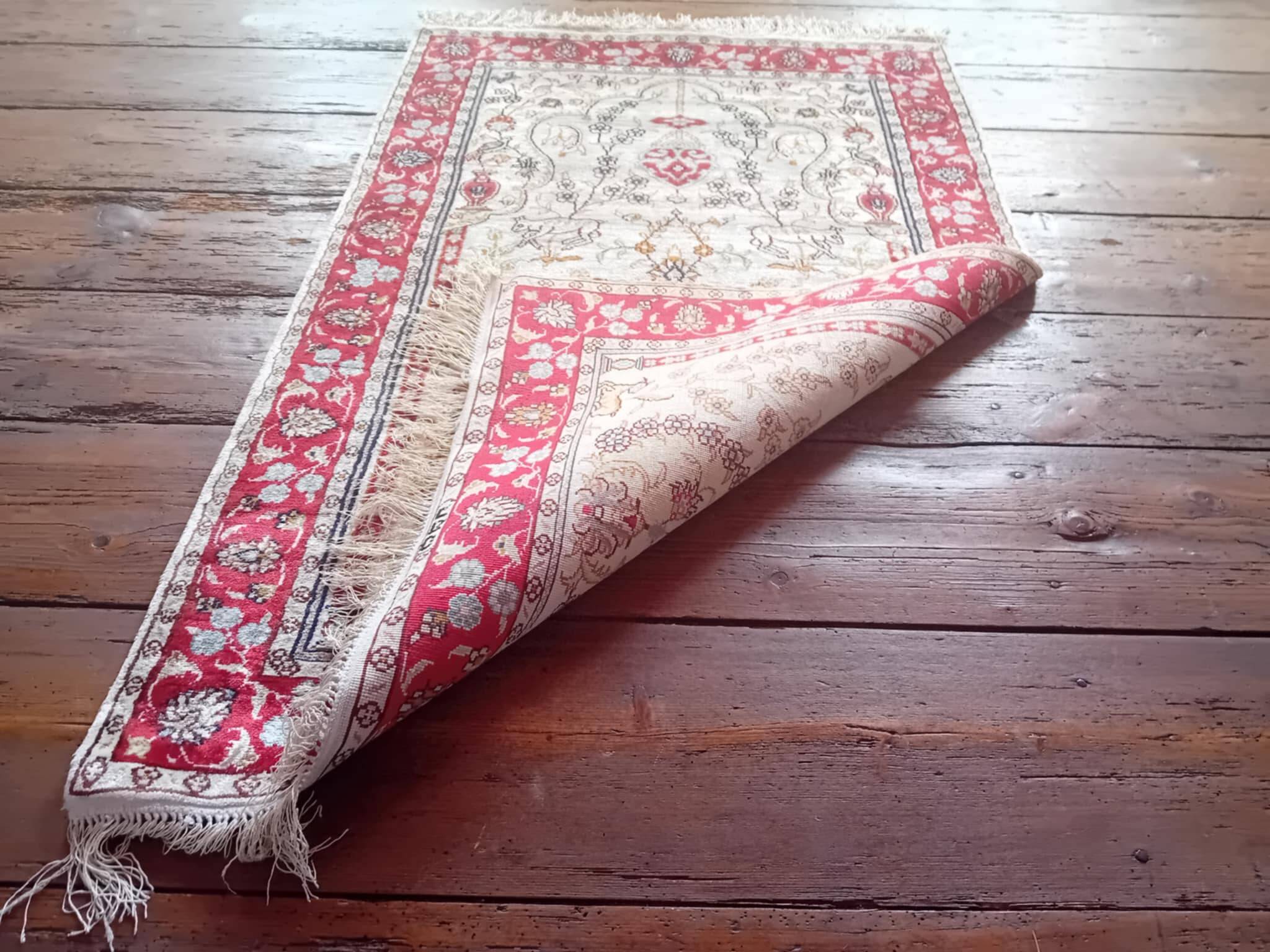 Handmade silk cashmere rug 125x76cm