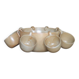 Service stoneware Village France salad bowl and its 8 cups, sangria service or