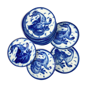service de 11 assiettes à dessert faïence Musterschutz art nouveau
