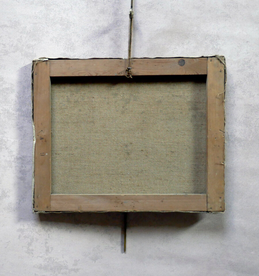 Nature table dead flower arrangement with vase triangular signed G.Grenthe years 30