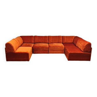 Canapé modulable design vintage 'Orange brûlé'