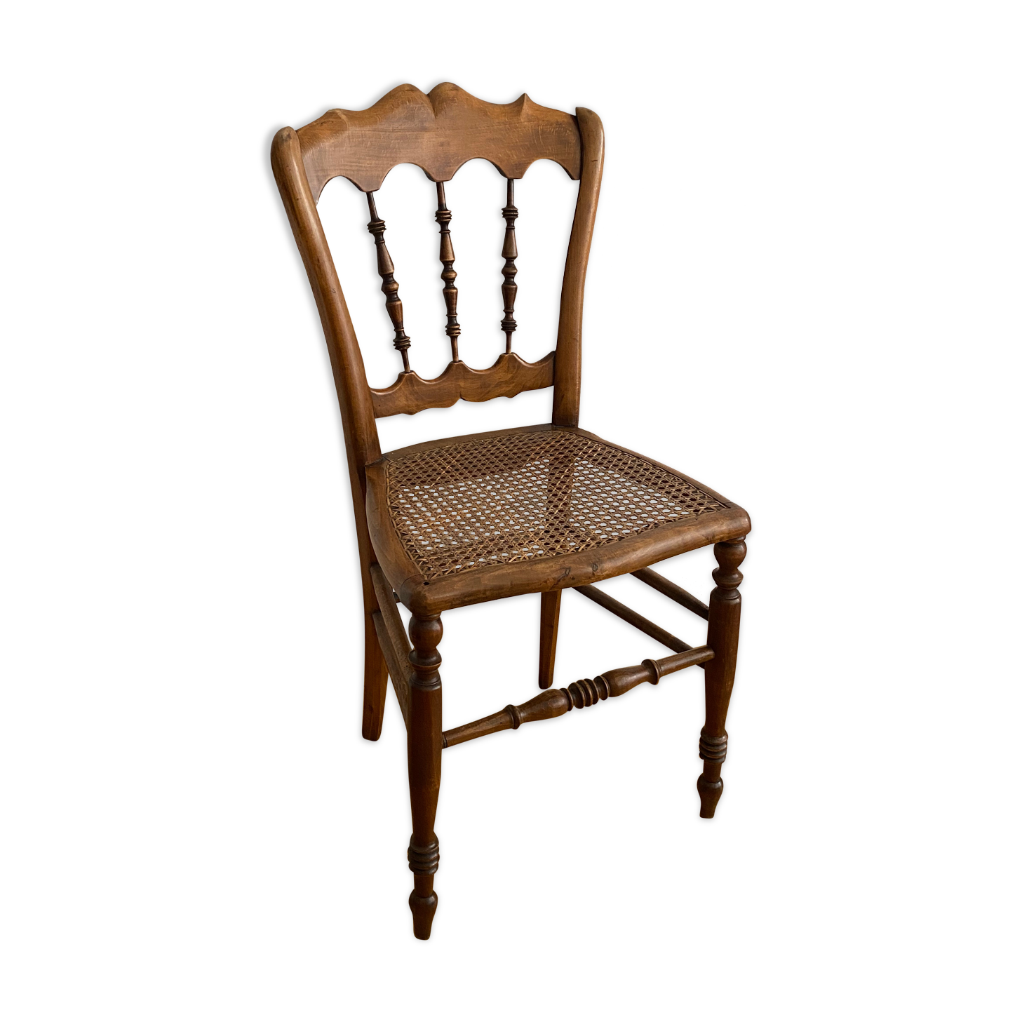 Chaise de style Napoléon III avec assise en cannage