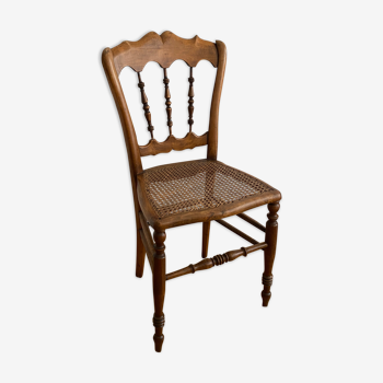 Chaise de style Napoléon III avec assise en cannage
