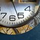 Clock formica vintage round silent wall clock "Kiplé yellow brown"