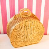 Round wicker suitcase