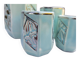 Set of 4 Art Deco celadon green and silver barbotine pots.