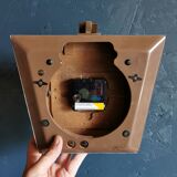 Vintage formica clock silent wall clock trapeze "Hermle gilded black wood"