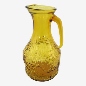 Amber yellow molded glass pitcher - Bormioli Fidenza Vitraria Italy - vintage 60s