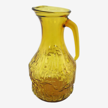Pichet en verre moulé jaune ambré - Bormioli Fidenza Vitraria Italy - vintage années 60