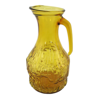 Amber yellow molded glass pitcher - Bormioli Fidenza Vitraria Italy - vintage 60s