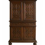 Antique Basque sideboard in carved oak – rustic baroque style